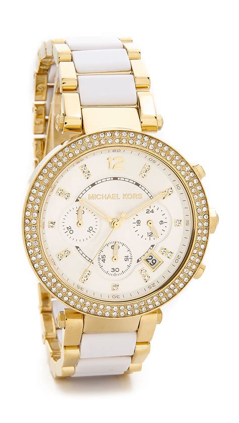 michael kors ladies white watch|Michael Kors diamond watch women's.